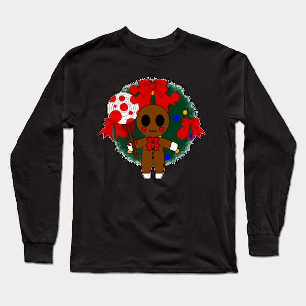 Gingerbread Cookie And Candy Lolipop Long Sleeve T-Shirt by Pariartstyle
